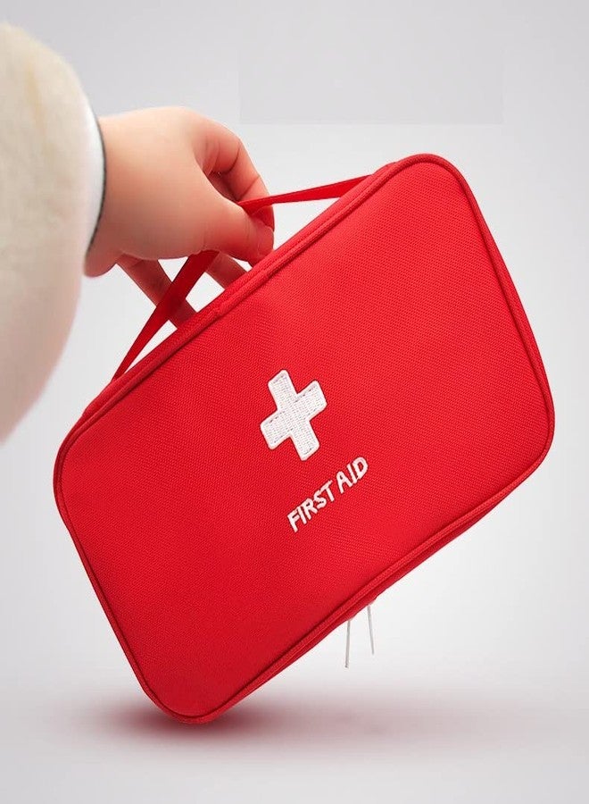 Bluwings Mini First Aid Kit Travel Pouch Medicine Storage Organizer Bag with Handle for Indoor Outdoor Picnic Travel Home Office (1 Pc) (Red) - Image 3
